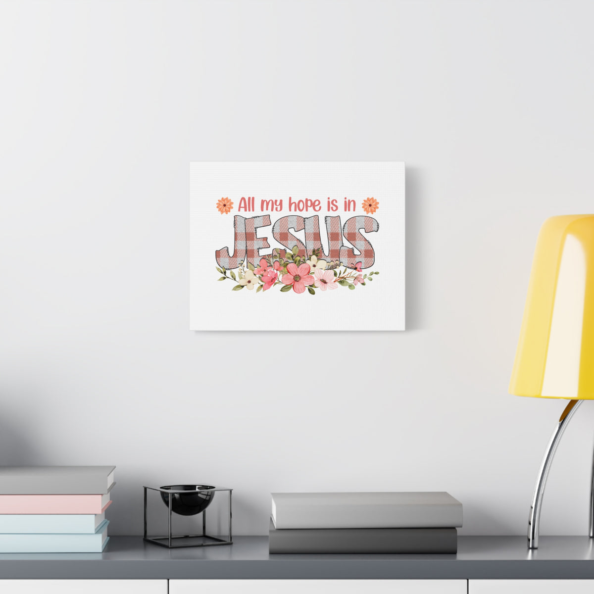 Scripture Canvas My Hope Is In Jesus Psalms 40:1 Flowers Christian Wall Art Bible Verse Print Ready to Hang-Express Your Love Gifts