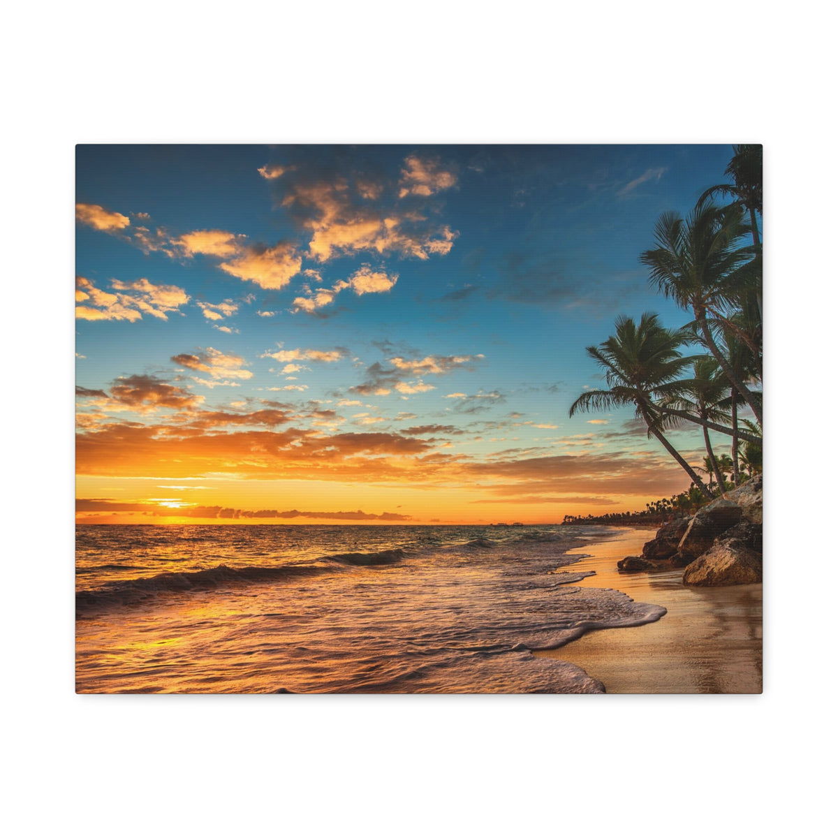 Tropical Island Beach Sunrise Ocean Canvas Wall Art for Home Decor Ready-to-Hang-Express Your Love Gifts