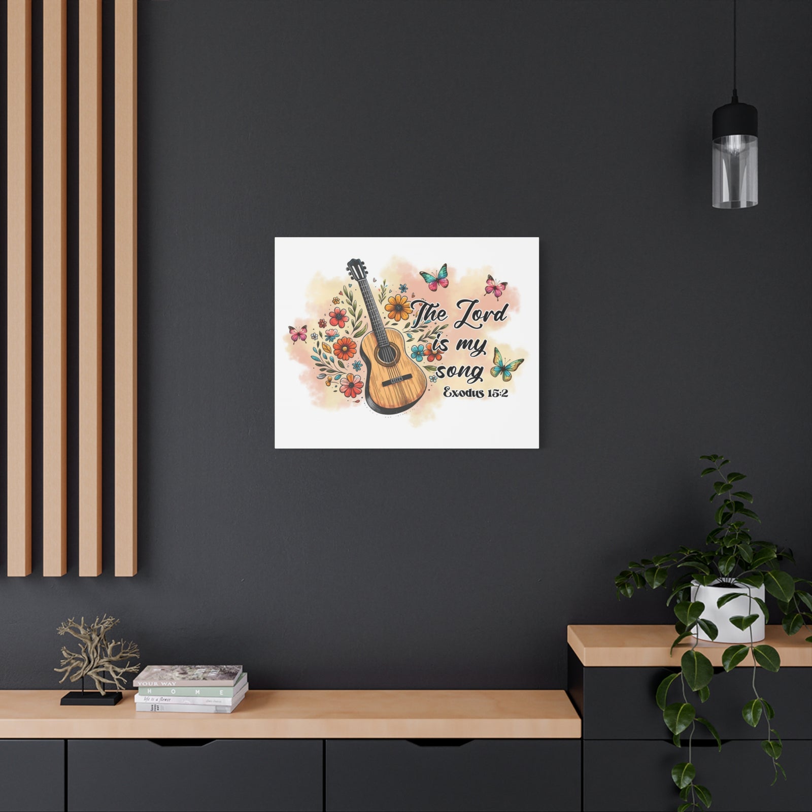 Scripture Walls Exodus 15:2 The Lord is My Song Bible Verse Canvas Christian Wall Art Ready to Hang Unframed-Express Your Love Gifts