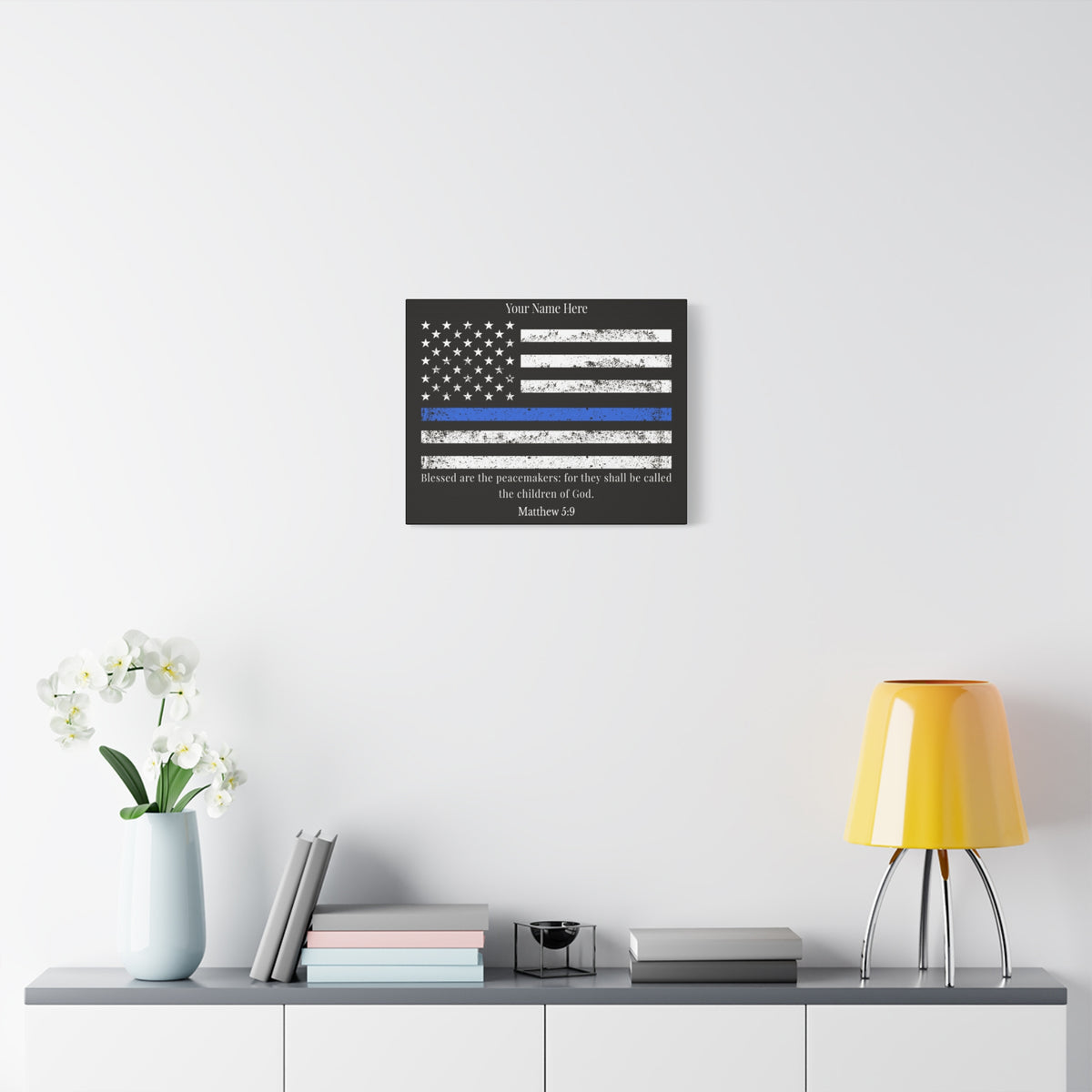 Scripture Walls Personalized Matthew 5:9 Police Officer Badge Bible Canvas Christian Wall Art Ready to Hang Unframed-Express Your Love Gifts