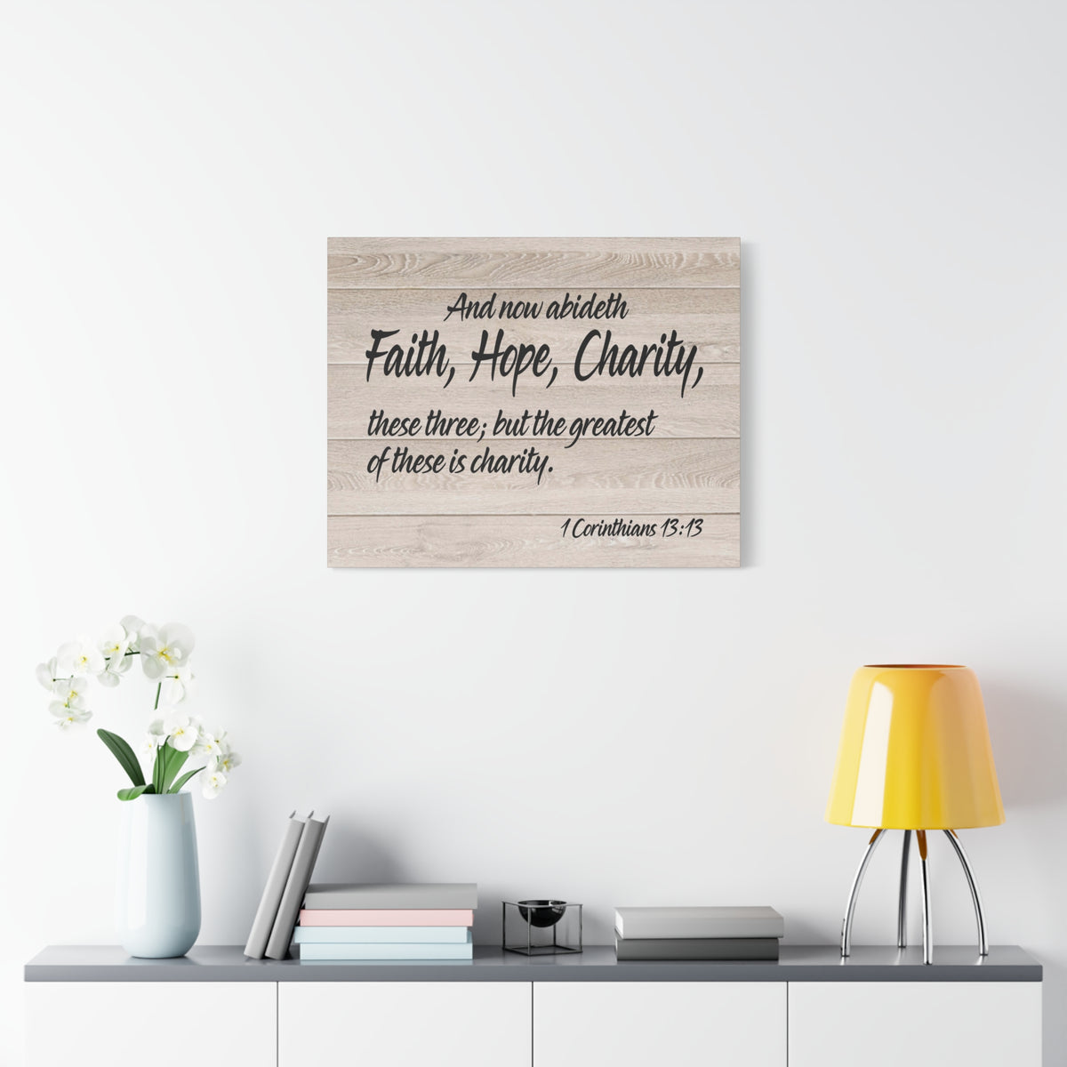 Bible Verse Canvas Faith Hope Charity 1 Corinthians 13:13 Wall Art Christian Home Decor-Express Your Love Gifts