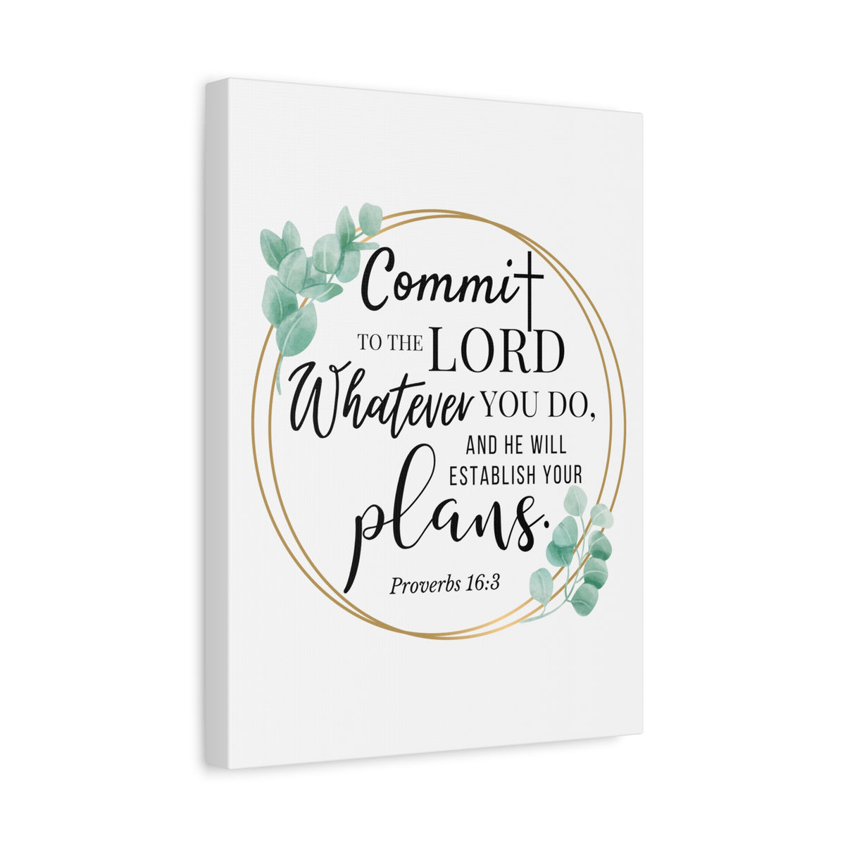 Scripture Walls Proverbs 16:3 Commit to the Lord Bible Verse Canvas Christian Wall Art Ready to Hang Unframed-Express Your Love Gifts