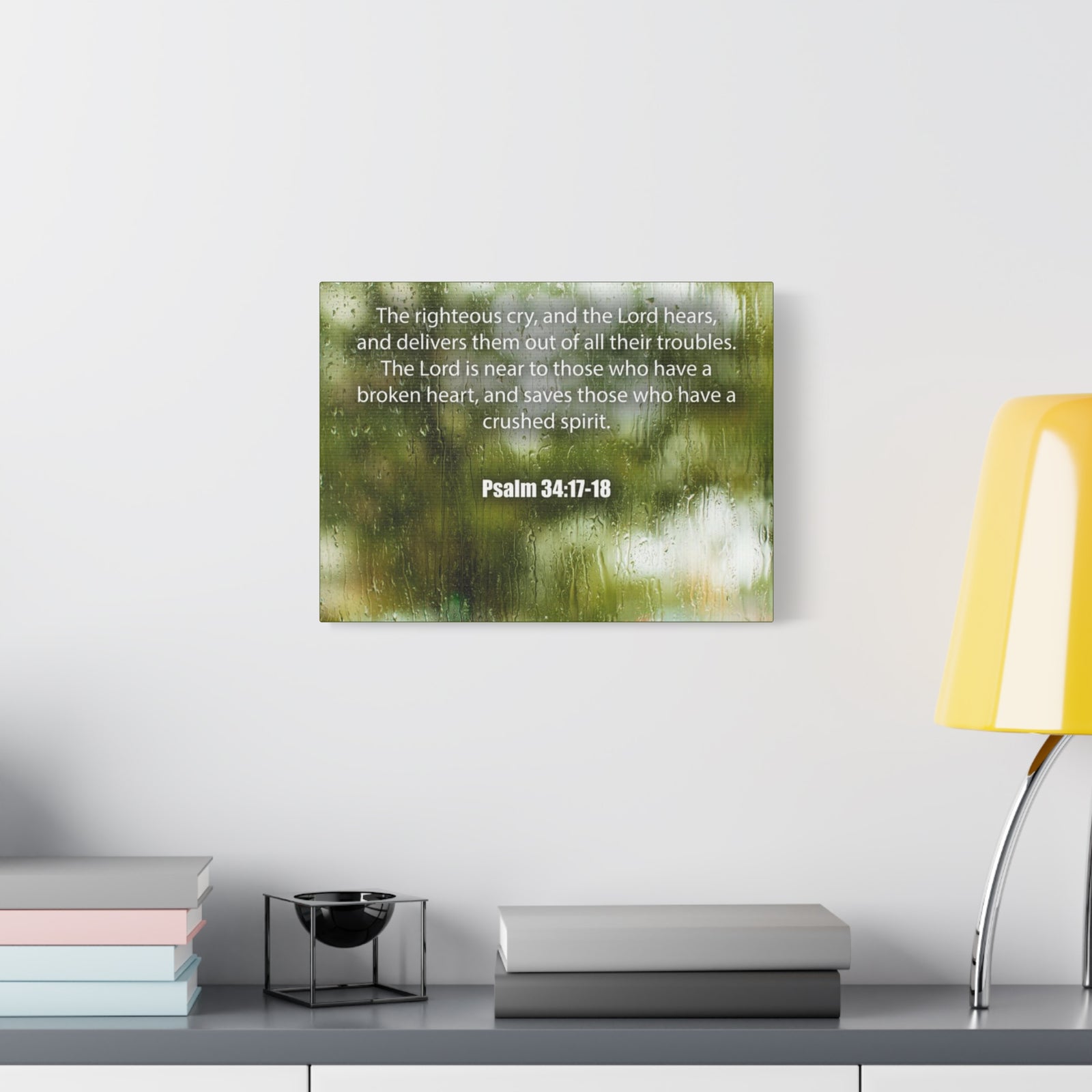 Scripture Canvas The Righteous Cry Psalm 34:17-18 Christian Wall Art Bible Verse Print Ready to Hang-Express Your Love Gifts