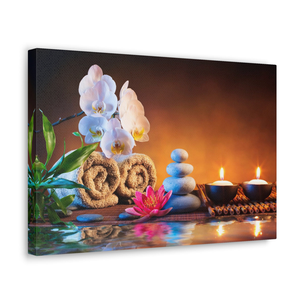 Towels on Bamboo Mat Forest Floral Nature Photography Canvas Wall Art for Home Decor Ready-to-Hang-Express Your Love Gifts