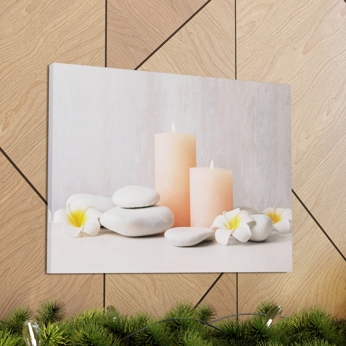 Lighted Candles and Flowers Forest Floral Nature Photography Canvas Wall Art for Home Decor Ready-to-Hang-Express Your Love Gifts