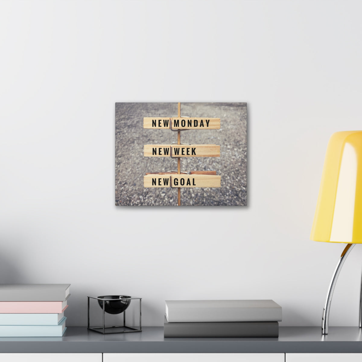 Inspirational Quote Canvas New Monday New Goal Motivational Print Ready to Hang Artwork-Express Your Love Gifts