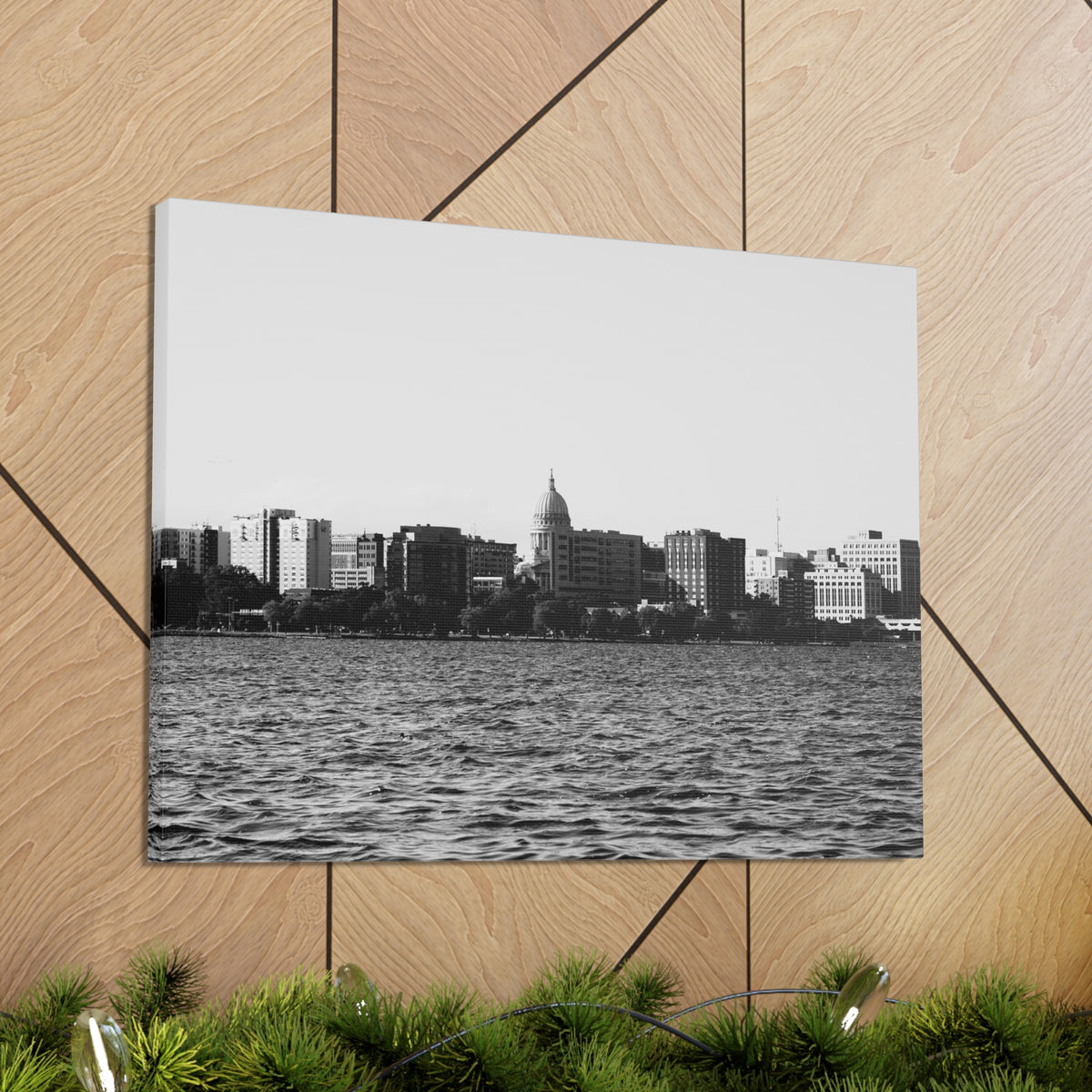 Madison Black White Skyline Canvas Artwork High-Quality Breathtaking Stunning Cityscape for Home Decor Ready to Hang-Express Your Love Gifts
