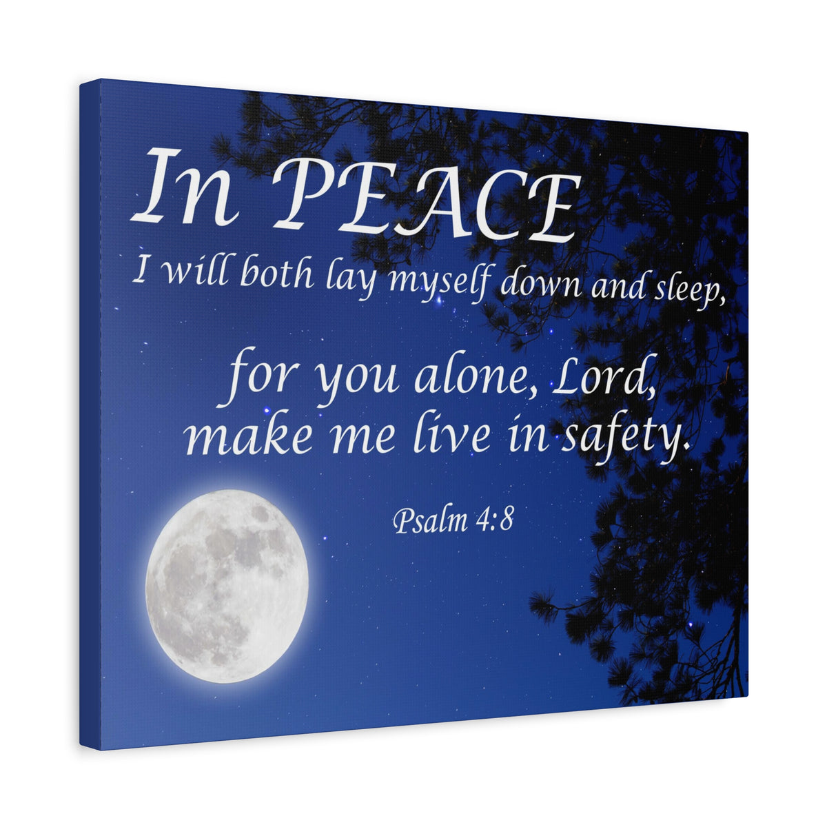 Bible Verse Canvas In Peace Psalm 4:8 Christian Home Decor Scripture Art-Express Your Love Gifts