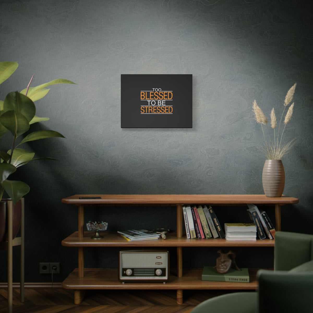 Scripture Canvas Too Blessed To Be Stressed PSALM 119:143 Christian Wall Art Bible Verse Print Ready to Hang-Express Your Love Gifts