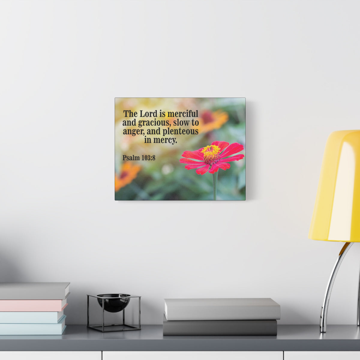 Scripture Canvas The Lord is Merciful and Gracious Psalm 103:8 Christian Wall Art Bible Verse Print Ready to Hang-Express Your Love Gifts