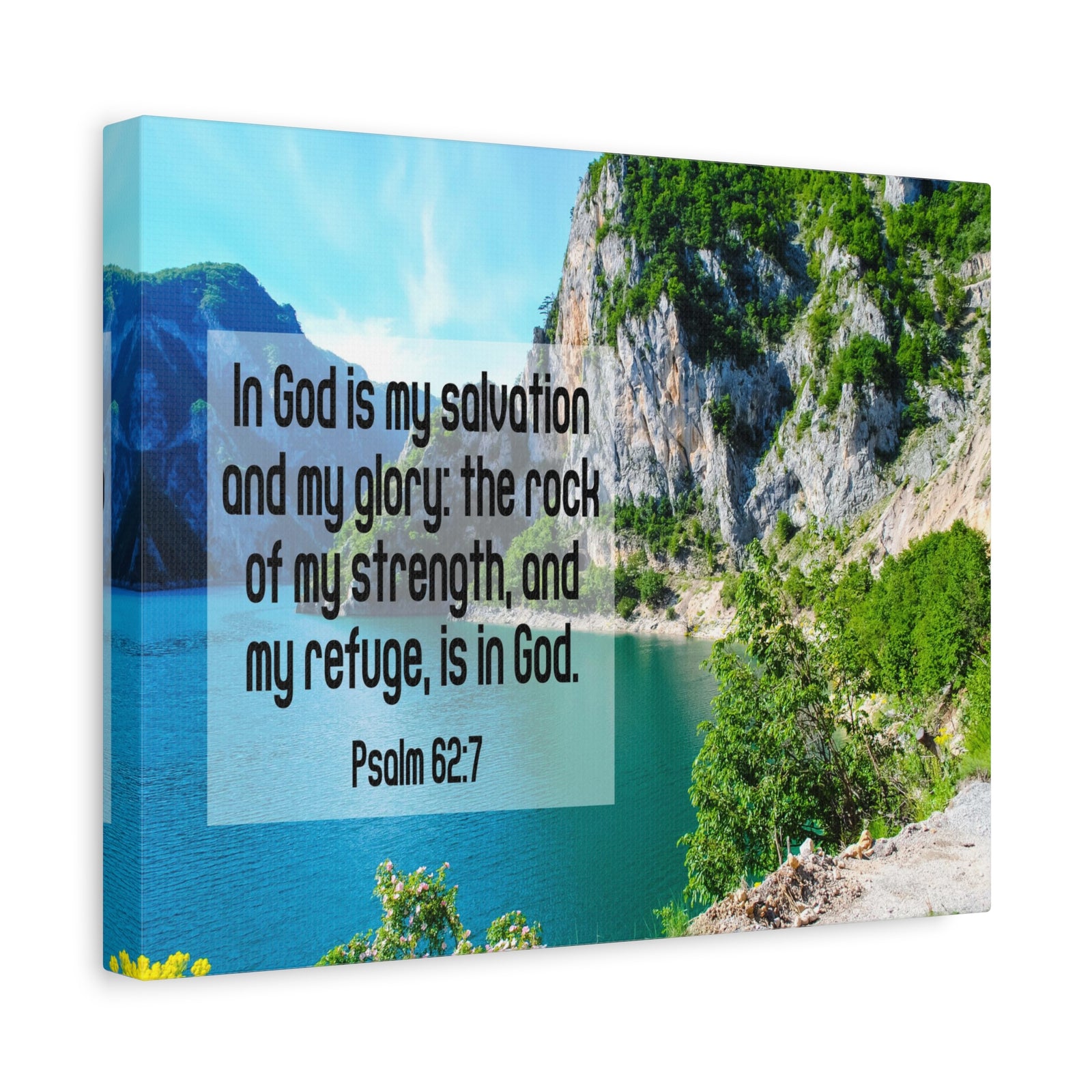 Scripture Canvas In God is My Salvation Psalm 62:7 Christian Wall Art Bible Verse Print Ready to Hang-Express Your Love Gifts