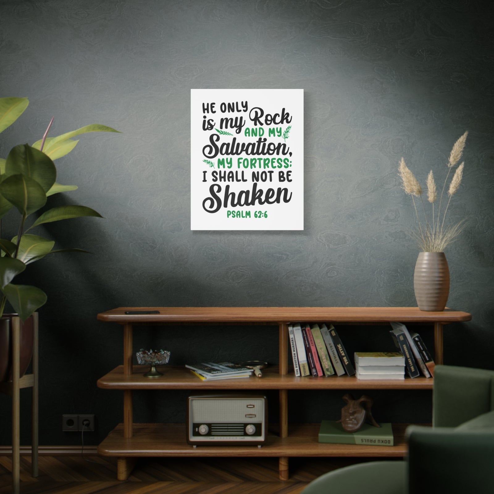 Scripture Canvas Salvation My Fortress Psalm 62:6 Christian Wall Art Bible Verse Print Ready to Hang-Express Your Love Gifts