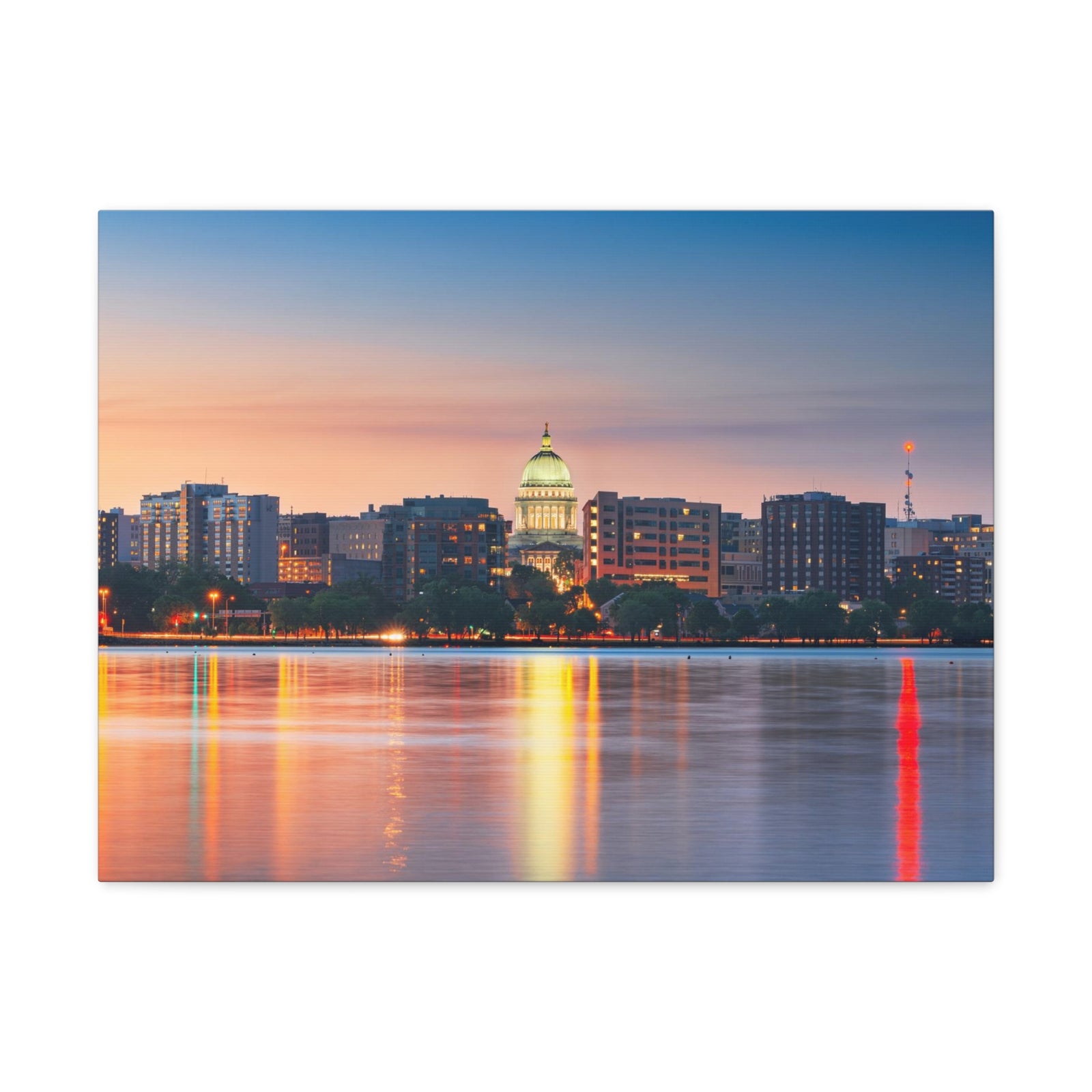 Madison Night Skyline Canvas Artwork High-Quality Breathtaking Stunning Cityscape for Home Decor Ready to Hang-Express Your Love Gifts