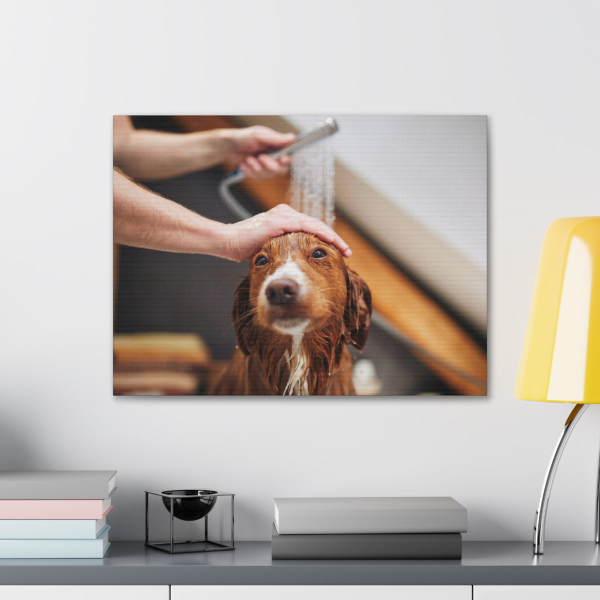 Cute Tolling Retriever Bath Canvas Wall Art for Home Decor Ready-to-Hang-Express Your Love Gifts