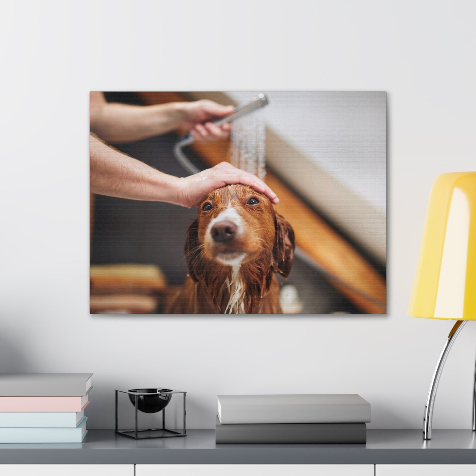 Cute Tolling Retriever Bath Canvas Wall Art for Home Decor Ready-to-Hang-Express Your Love Gifts