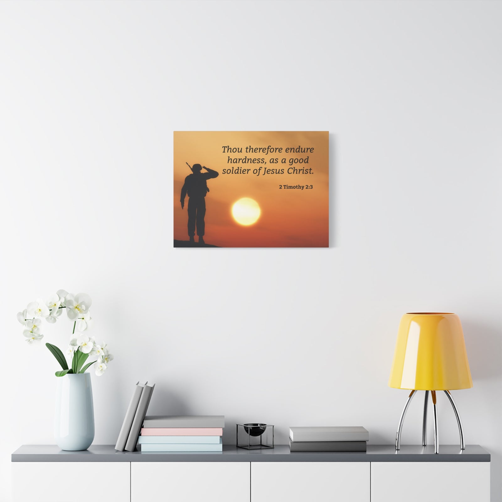 Scripture Walls Good Soldier 2 Timothy 2:3 Bible Verse Canvas Christian Wall Art Ready to Hang-Express Your Love Gifts