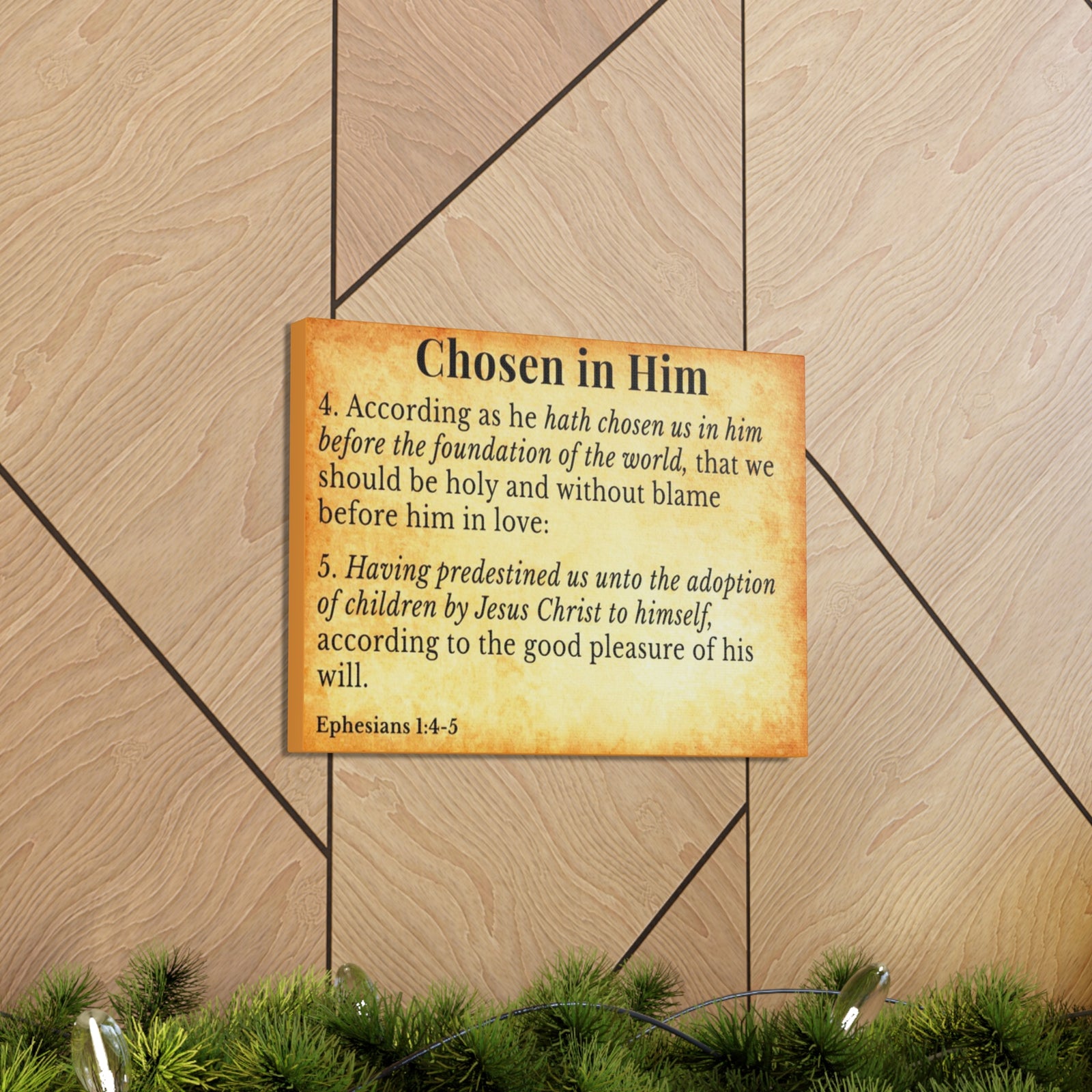 Scripture Walls Ephesians 1:4-5 Chosen in Christ Gold Bible Verse Canvas Christian Wall Art Ready to Hang Unframed-Express Your Love Gifts