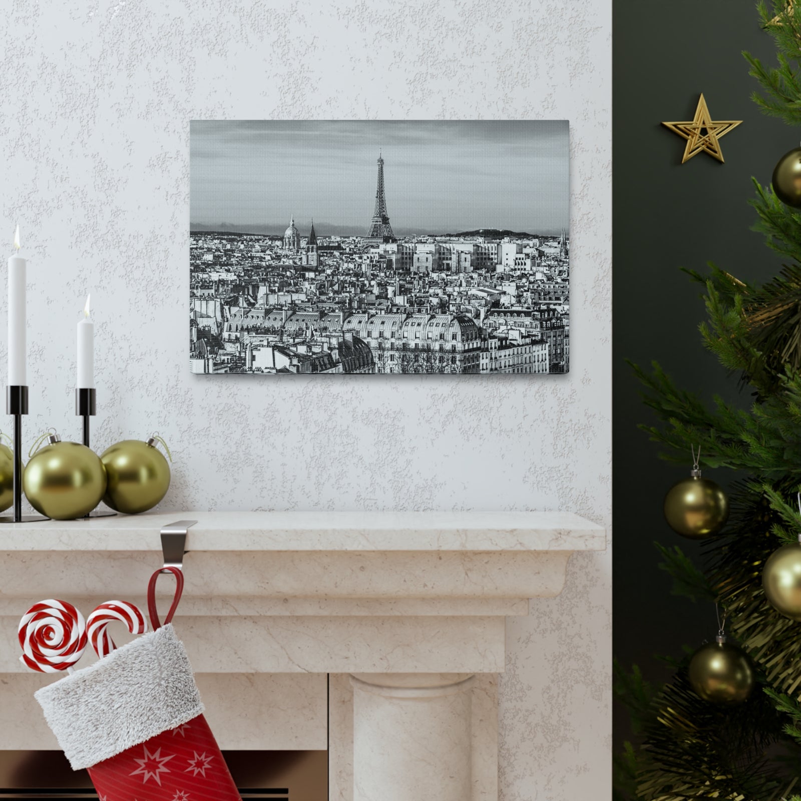Paris Black And White Skyline Canvas Artwork High-Quality Breathtaking Stunning Cityscape for Home Decor Ready to Hang-Express Your Love Gifts