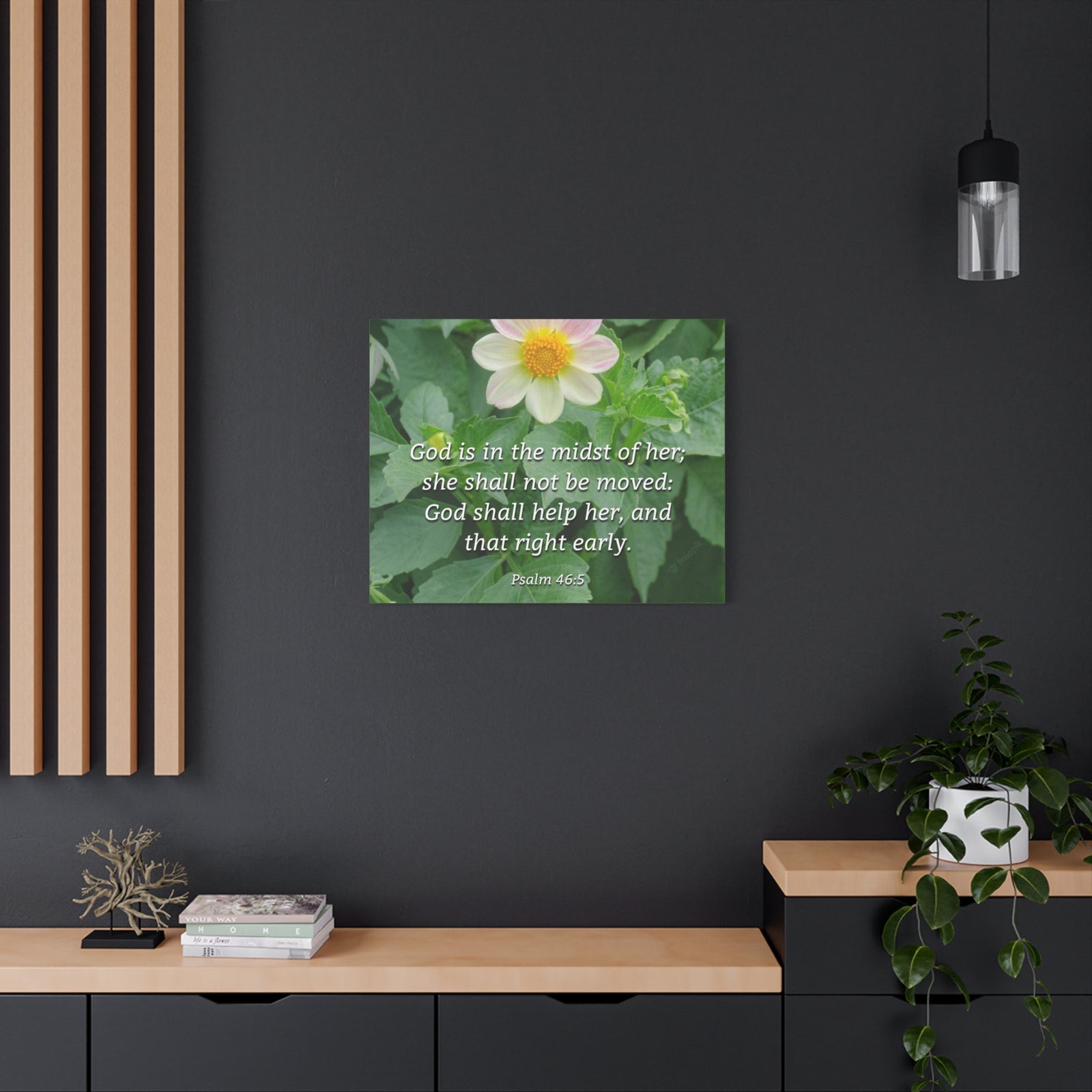 Scripture Canvas God Shall Help Her Psalm 46:5 Christian Wall Art Bible Verse Print Ready to Hang-Express Your Love Gifts