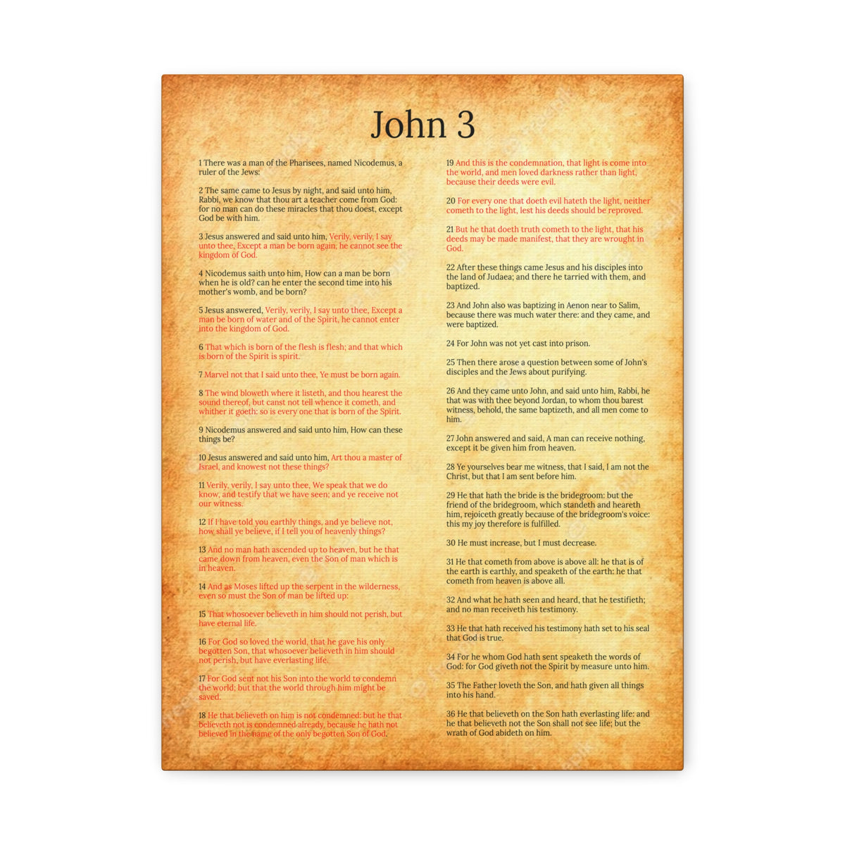 Scripture Walls John 3 Jesus and Nicodemus Gold Christian Wall Art Print Ready to Hang Unframed-Express Your Love Gifts