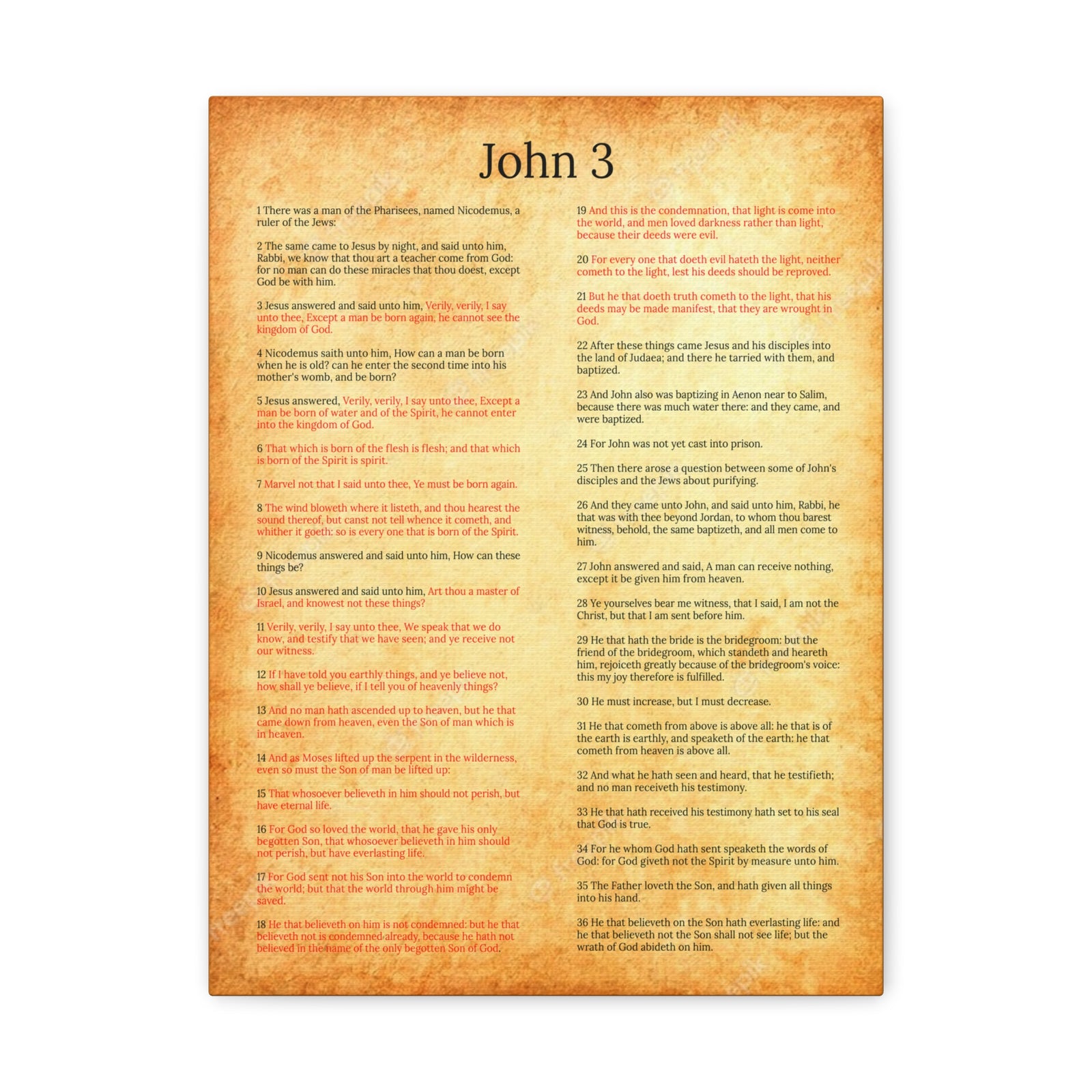 Scripture Walls John 3 Jesus and Nicodemus Gold Christian Wall Art Print Ready to Hang Unframed-Express Your Love Gifts
