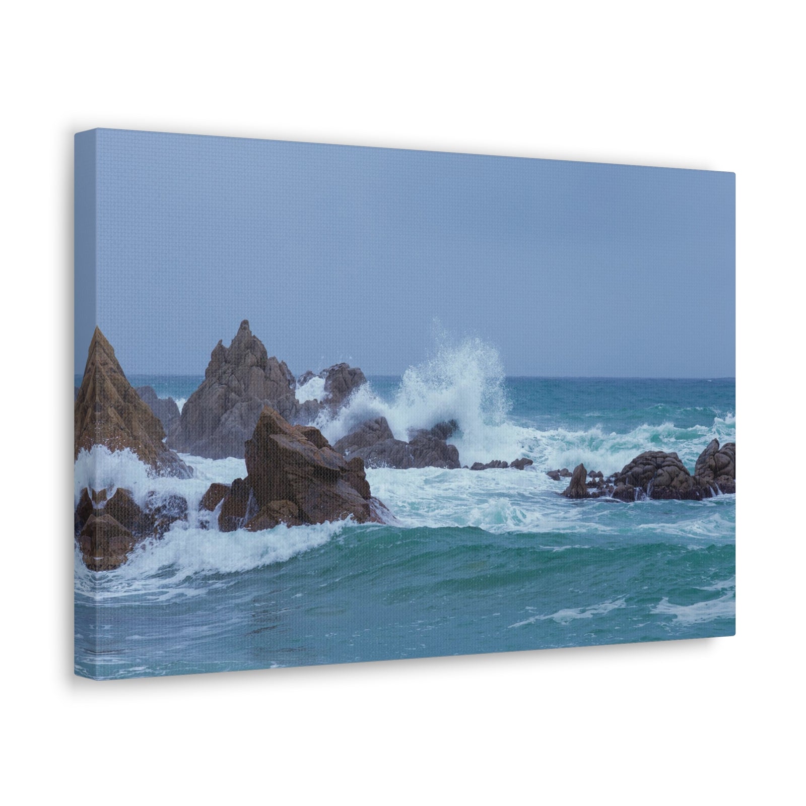 Sea Waves Crash Against Rocks Large Splashes Ocean Canvas Wall Art for Home Decor Ready-to-Hang-Express Your Love Gifts