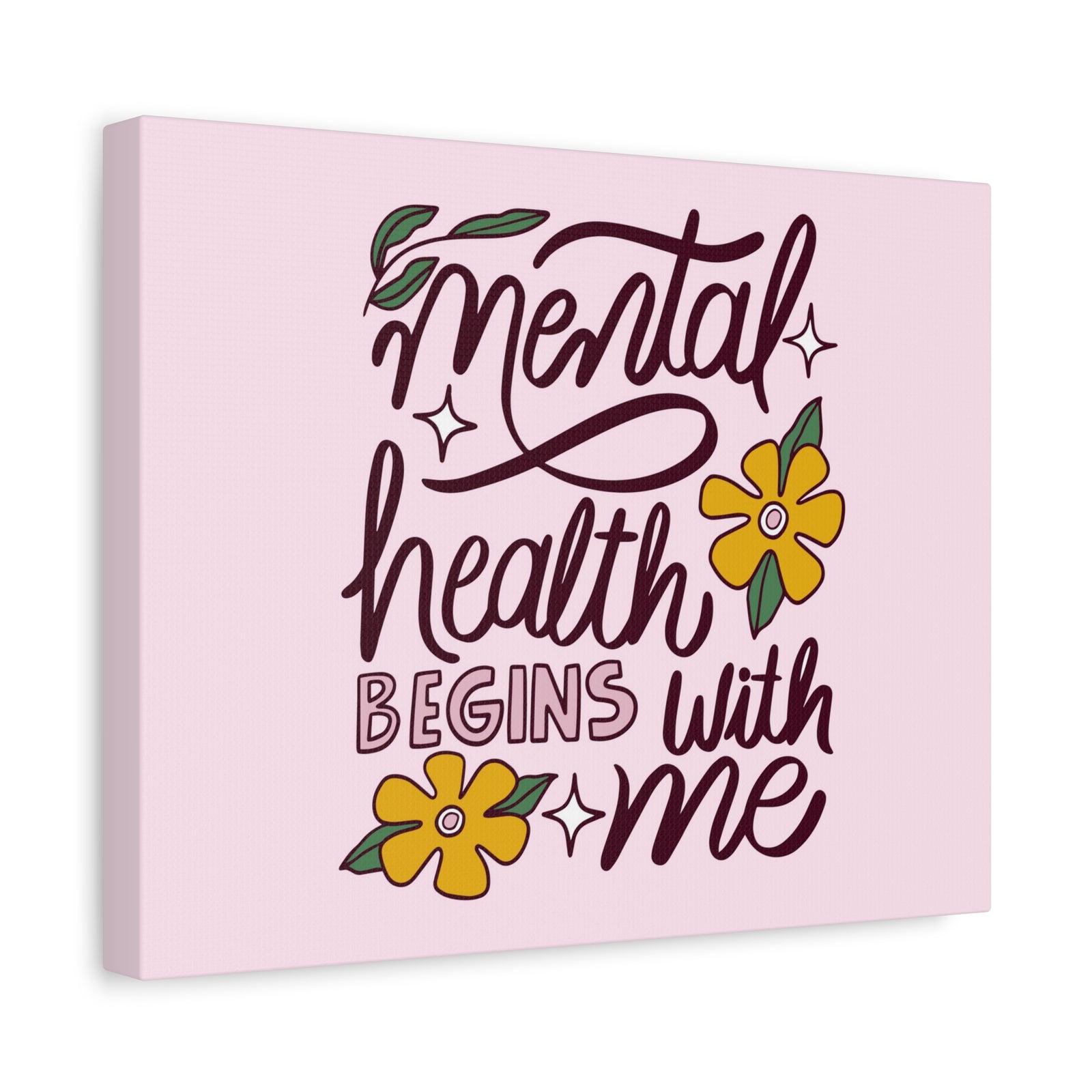 Inspirational Quote Canvas Mental Health Begins With Me Wall Art Motivational Motto Inspiring Prints Artwork Decor Ready to Hang-Express Your Love Gifts