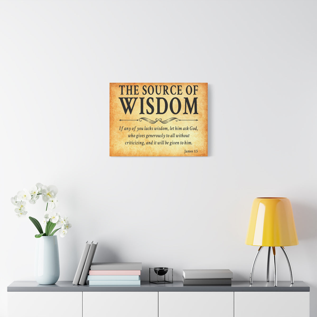Scripture Walls James 1:5 The Source of Wisdom Gold Bible Verse Canvas Christian Wall Art Ready to Hang Unframed-Express Your Love Gifts