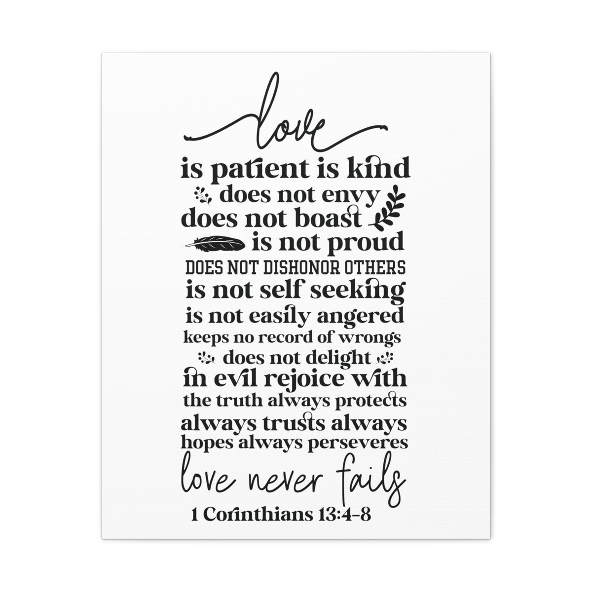 Scripture Walls 1 Corinthians 13:4-8 Love Is Bible Verse Canvas Christian Wall Art Ready to Hang Unframed-Express Your Love Gifts