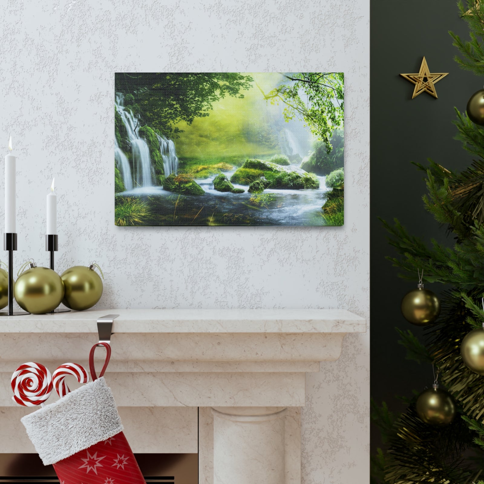 Tropical Forest Falls Nature Wilderness Photography Canvas Wall Art for Home Decor Ready-to-Hang-Express Your Love Gifts