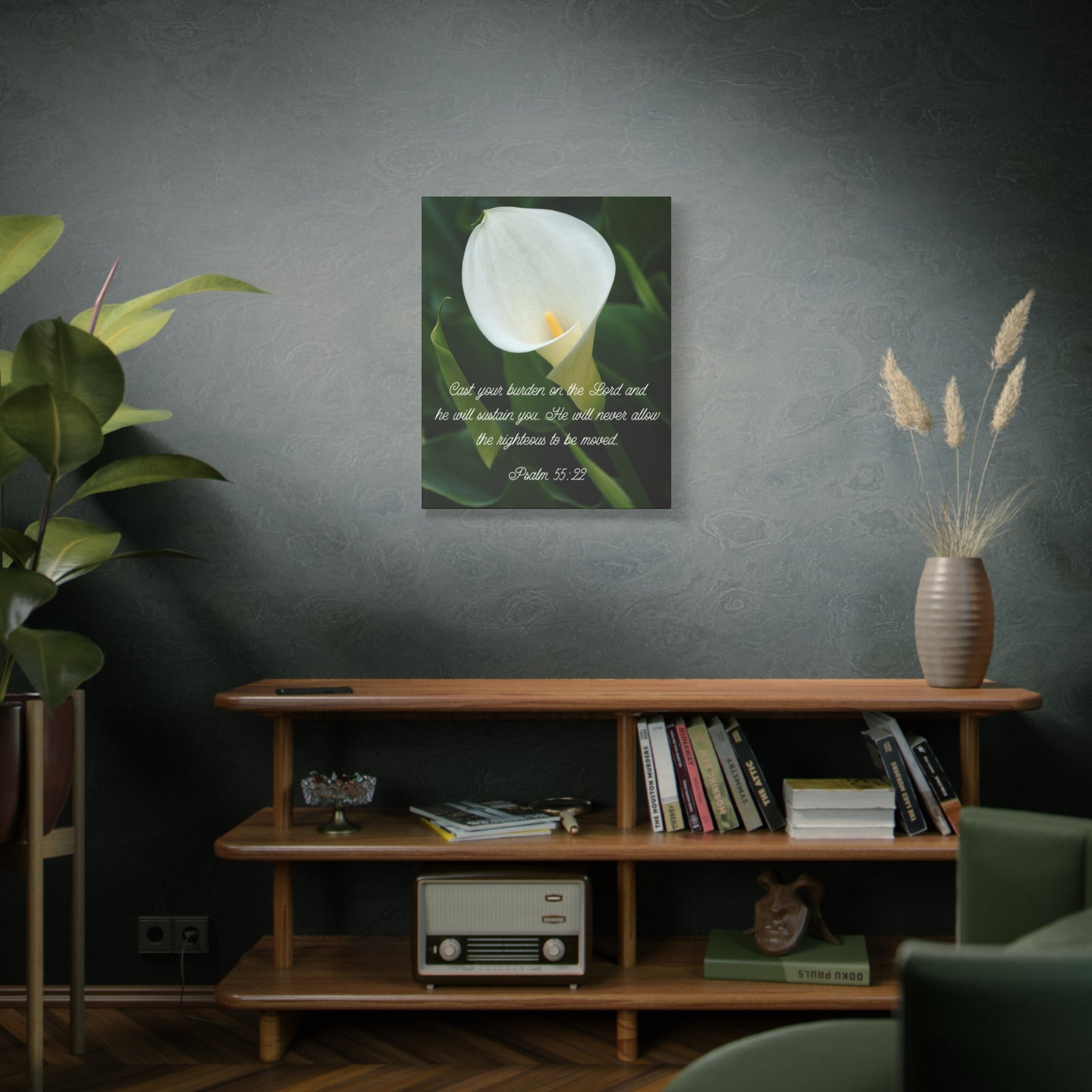 Scripture Canvas Cast Your Burden Psalm 55:22 Christian Wall Art Bible Verse Print Ready to Hang-Express Your Love Gifts