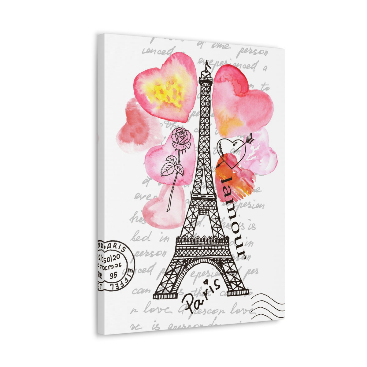 Pink Heart Eiffel Tower Paris France Canvas Artwork High-Quality Breathtaking French City for Home Decor Ready to Hang-Express Your Love Gifts