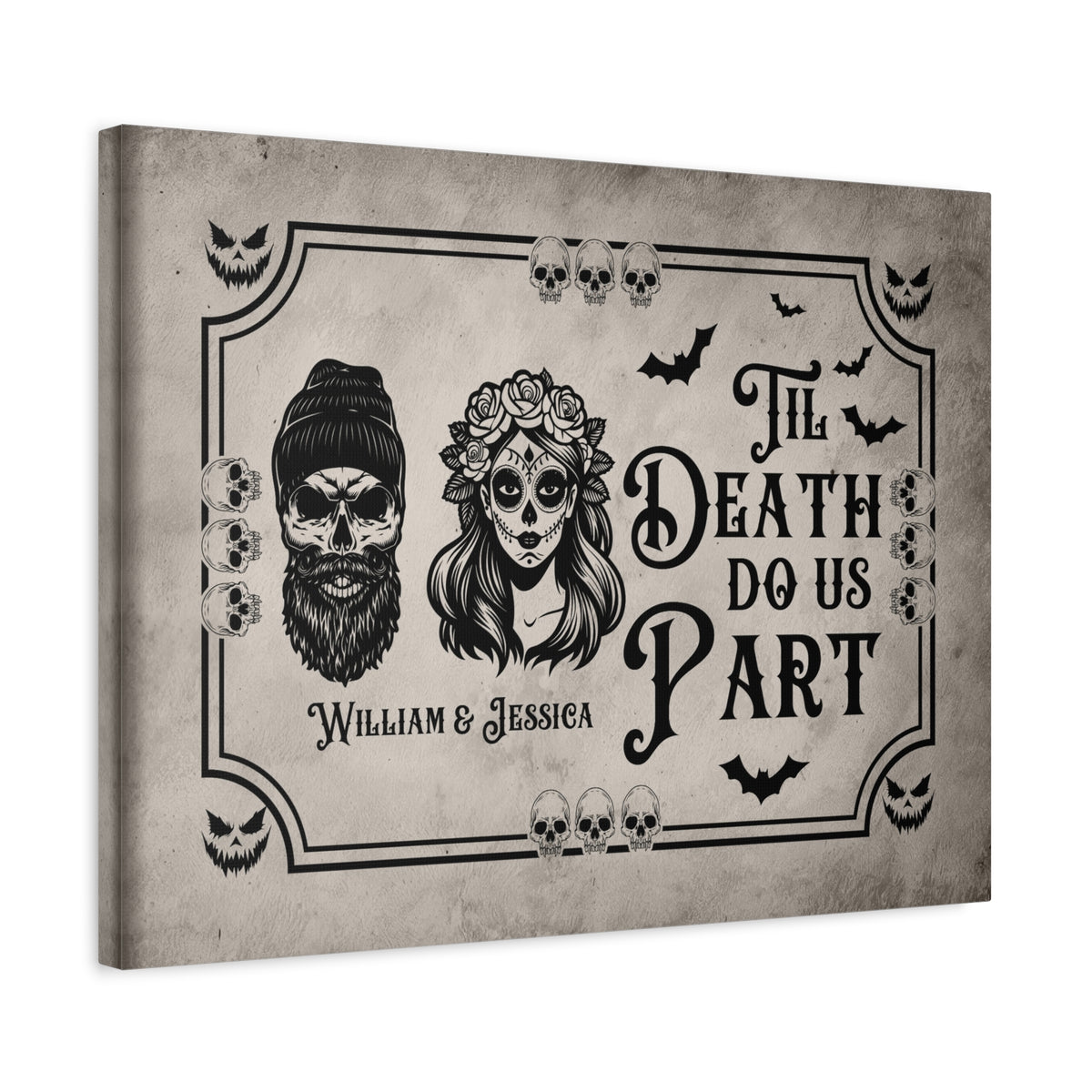 Personalized Till Death Do Us Part Canvas – Gothic Wedding Wall Art-Express Your Love Gifts