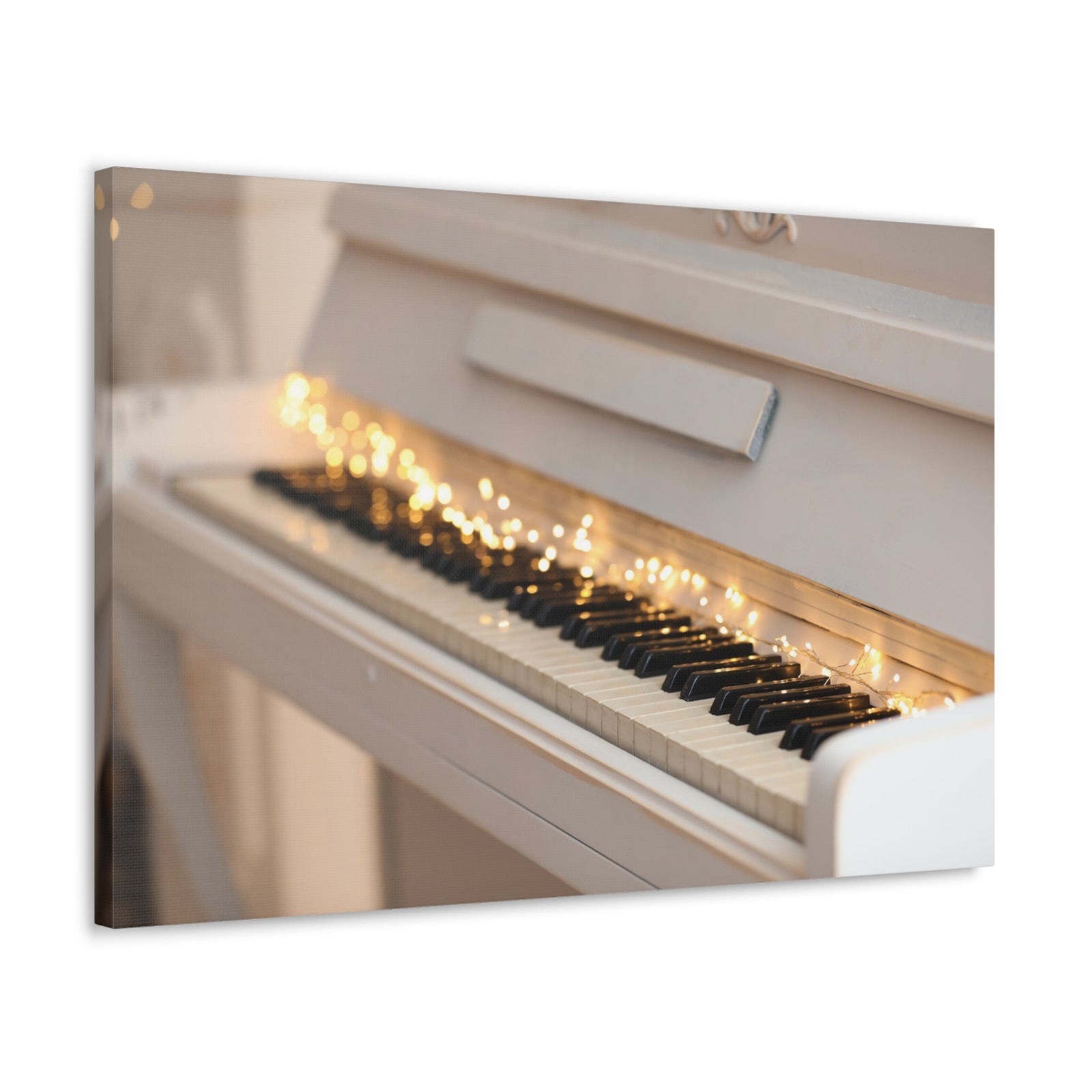 Piano with Glowing Garland Music Lover's Delight Piano Keyboard Canvas Wall Art for Home Decor Ready-to-Hang-Express Your Love Gifts