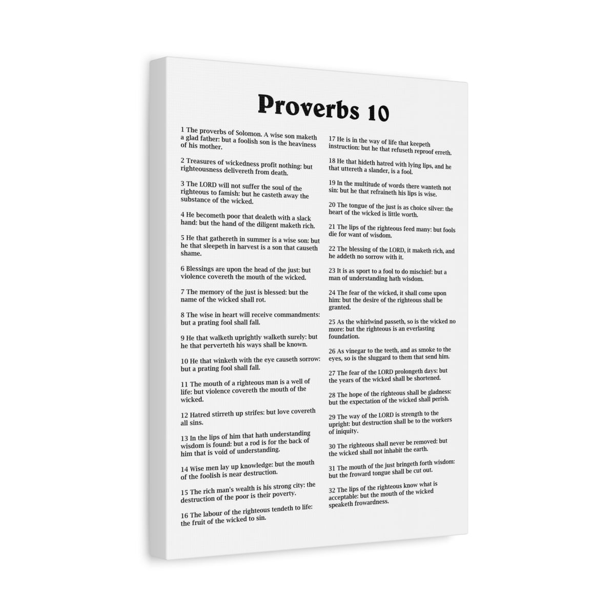 Scripture Walls Proverbs Chapter 10 White Bible Canvas Christian Wall Art Ready to Hang Unframed-Express Your Love Gifts