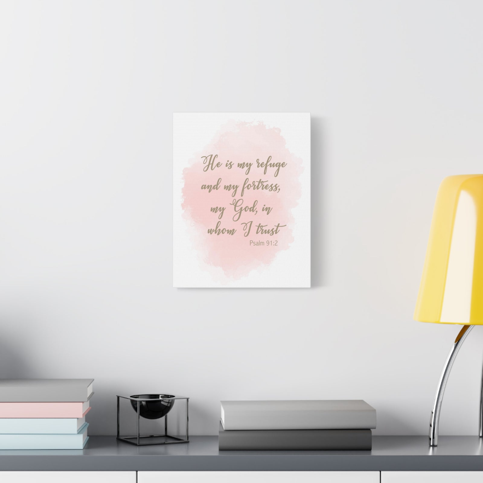 Scripture Canvas He Is My Refuge And My Fortress Psalm 91:2 Christian Wall Art Bible Verse Print Ready to Hang-Express Your Love Gifts
