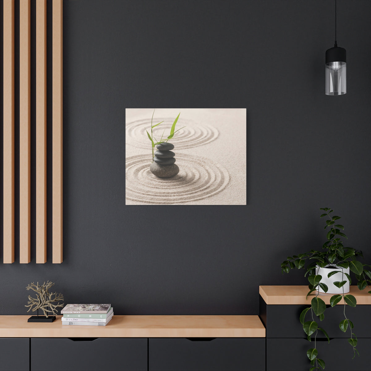 Zen Stones Sand Forest Floral Nature Photography Canvas Wall Art for Home Decor Ready-to-Hang-Express Your Love Gifts