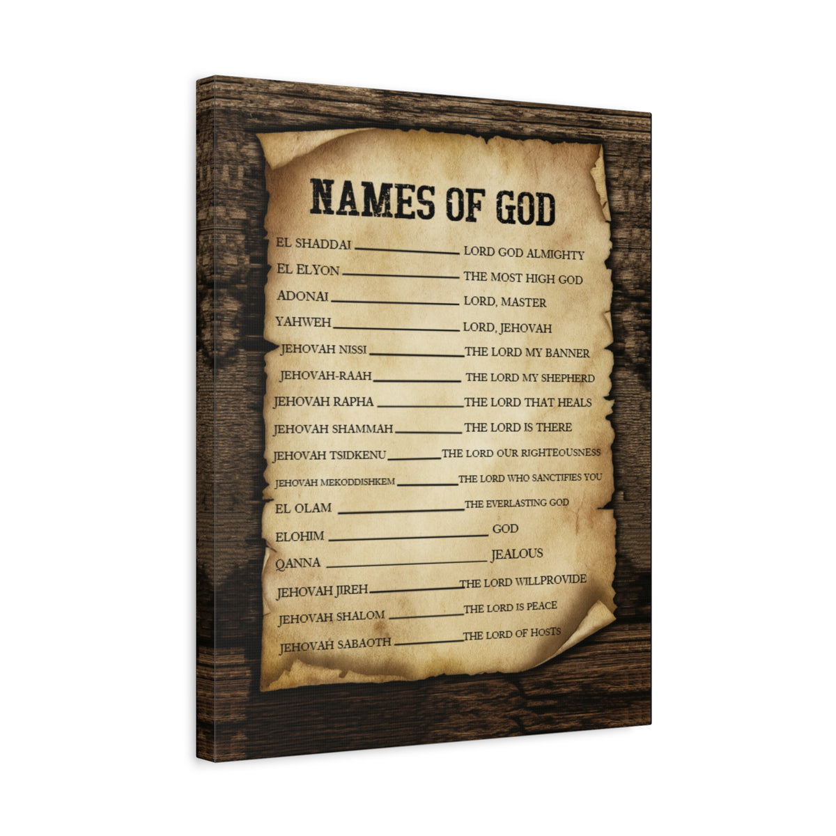Scripture Canvas Names of God Christian Wall Art Bible Verse Print Ready to Hang-Express Your Love Gifts