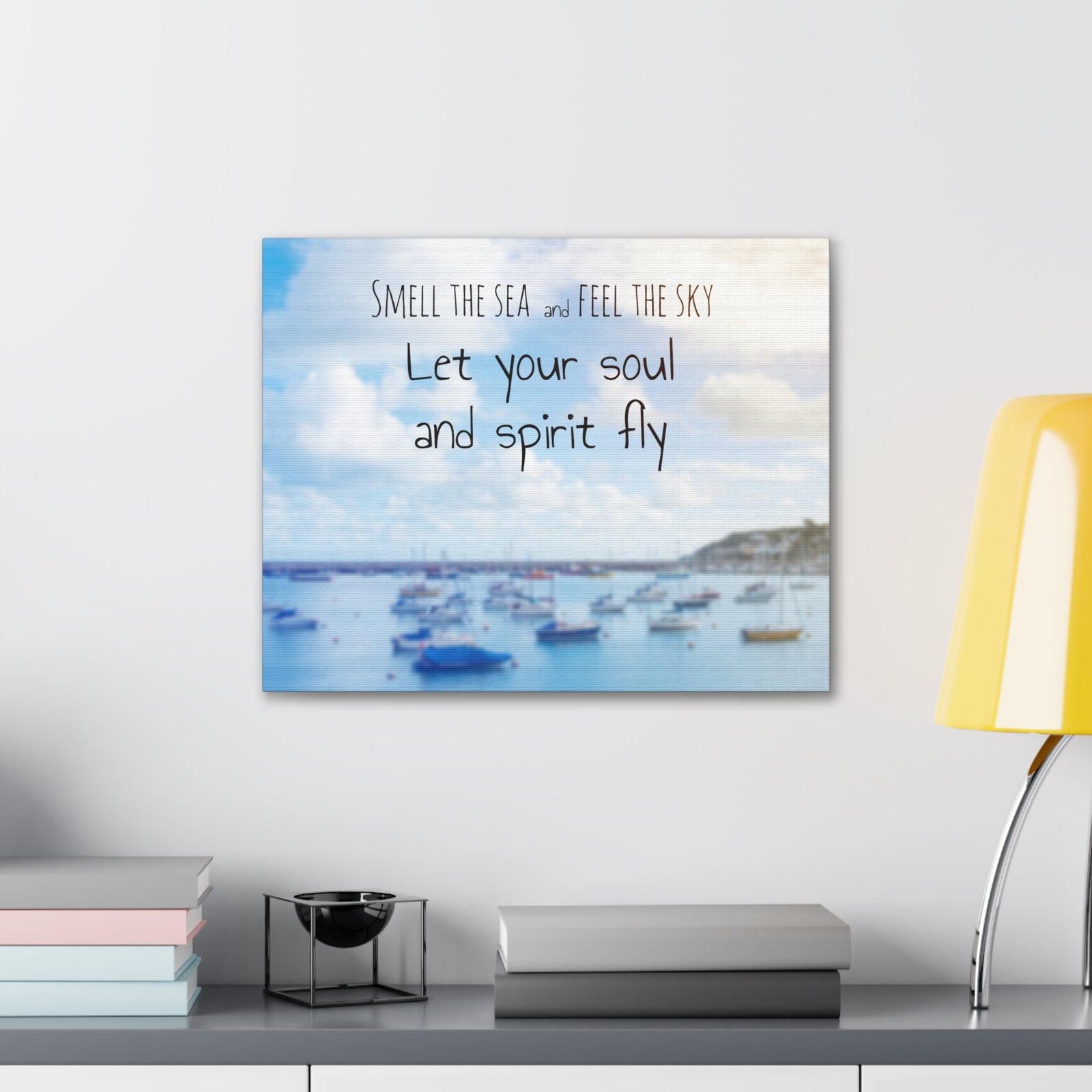 Inspirational Quote Canvas Smell The Sea And Feel The Sky Motivational Print Ready to Hang Artwork-Express Your Love Gifts