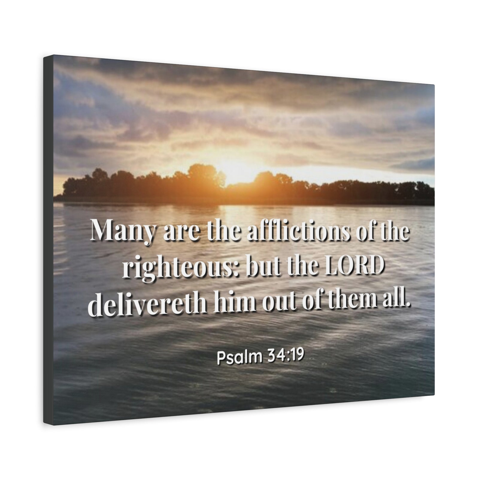 Scripture Canvas The Afflictions Psalm 34:19 Christian Wall Art Bible Verse Print Ready to Hang-Express Your Love Gifts