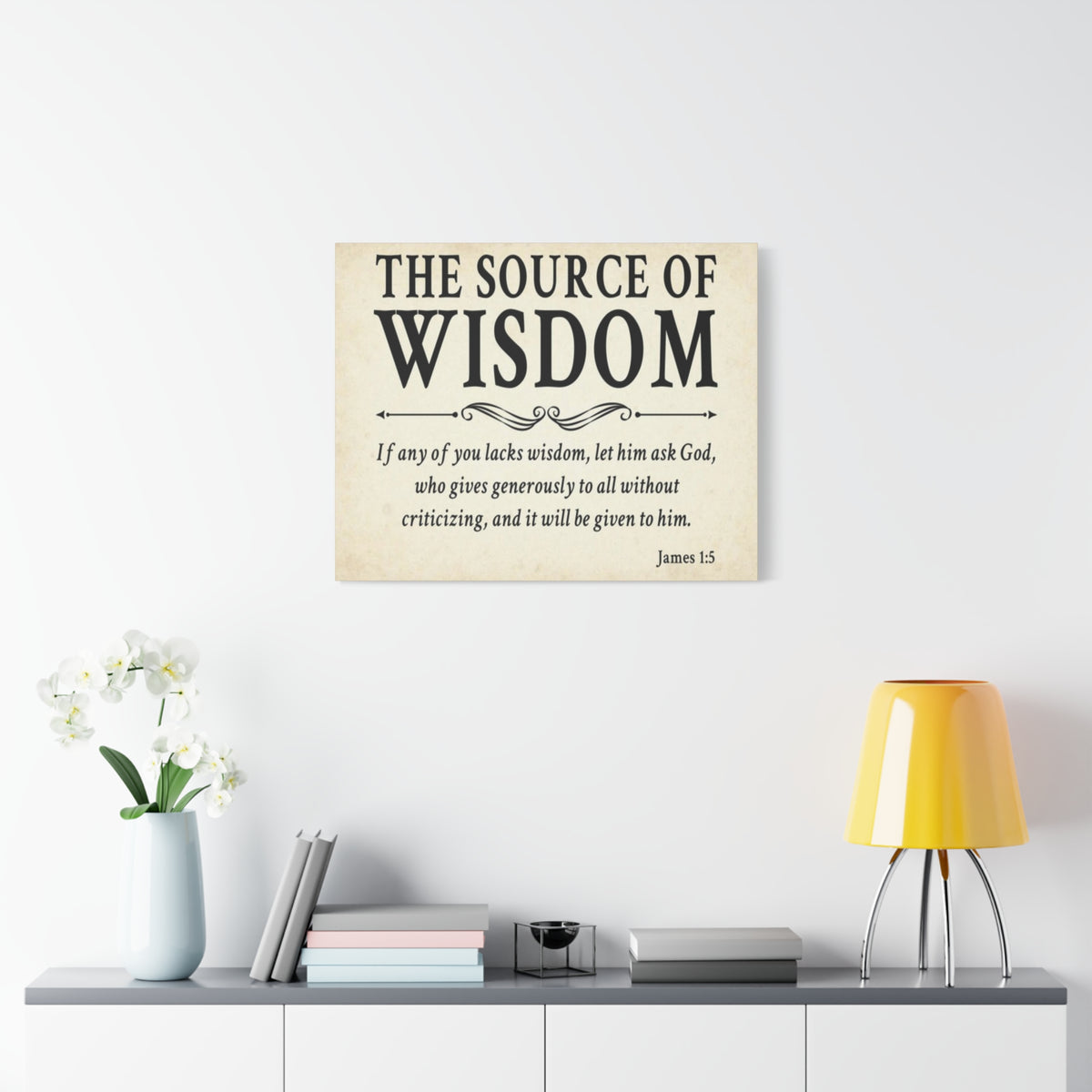 Scripture Walls James 1:5 The Source of Wisdom White Bible Verse Canvas Christian Wall Art Ready to Hang Unframed-Express Your Love Gifts