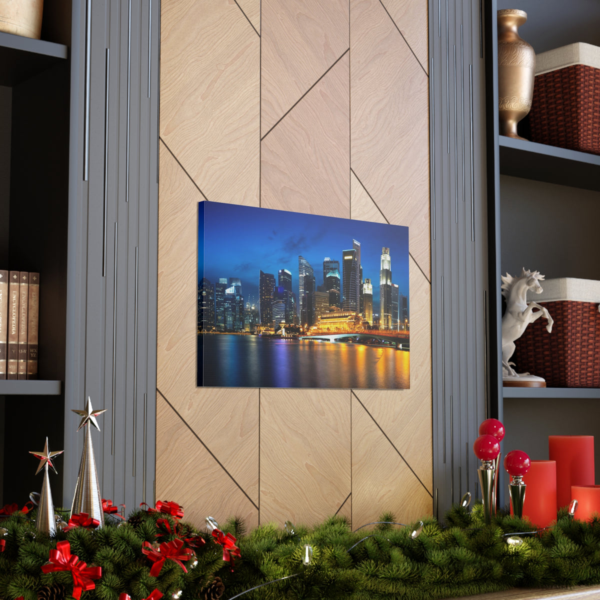 Singapore Night Skyline Canvas Artwork High-Quality Breathtaking Stunning Cityscape for Home Decor Ready to Hang-Express Your Love Gifts