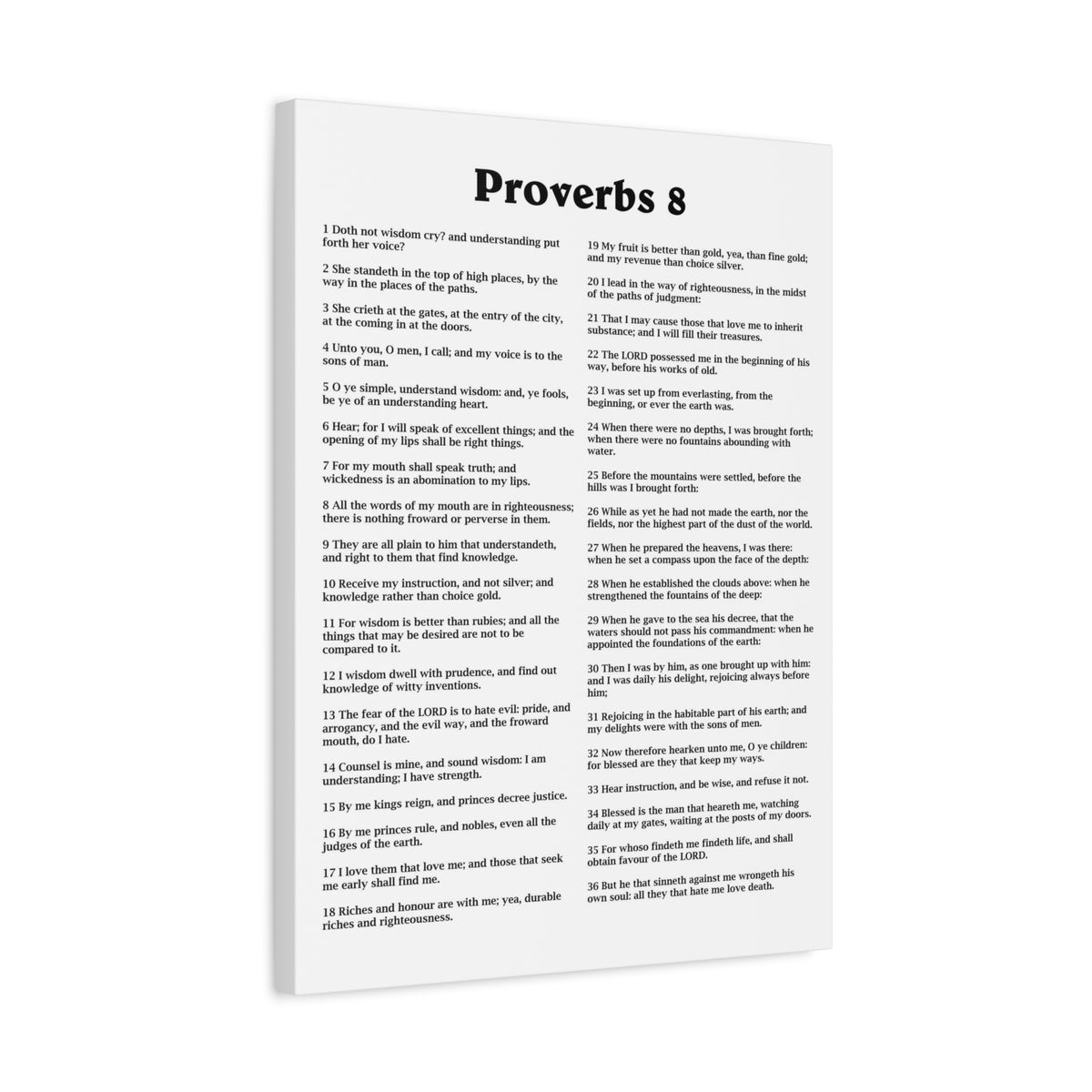Scripture Walls Proverbs Chapter 8 White Bible Canvas Christian Wall Art Ready to Hang Unframed-Express Your Love Gifts