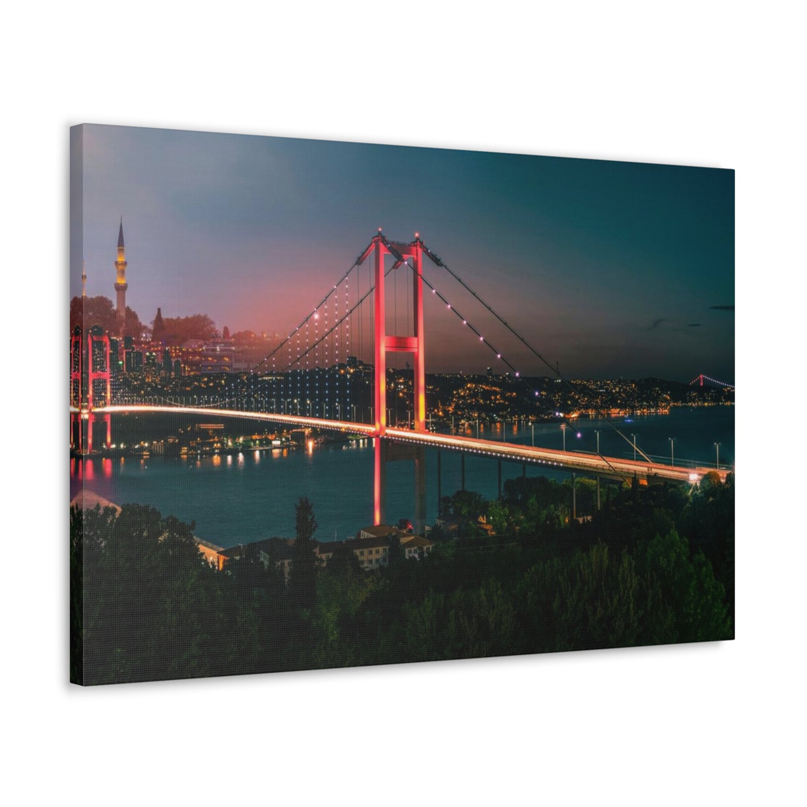 Istanbul Night Skyline Canvas Artwork High-Quality Breathtaking Stunning Cityscape for Home Decor Ready to Hang-Express Your Love Gifts
