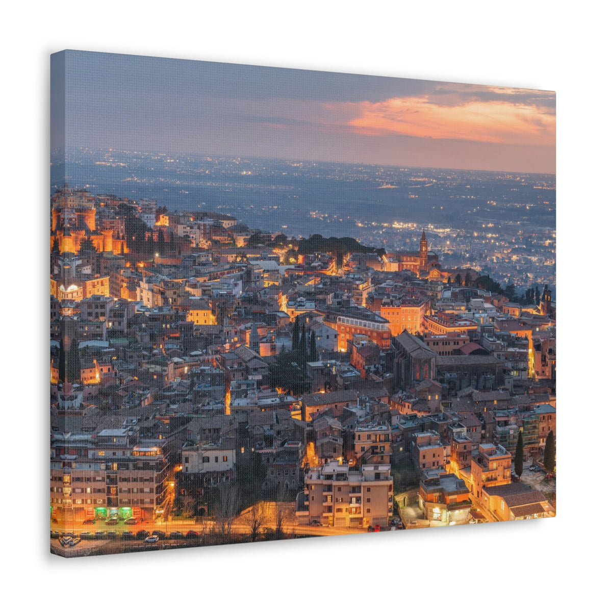 Rome Night Skyline Canvas Artwork High-Quality Breathtaking Stunning Cityscape for Home Decor Ready to Hang-Express Your Love Gifts