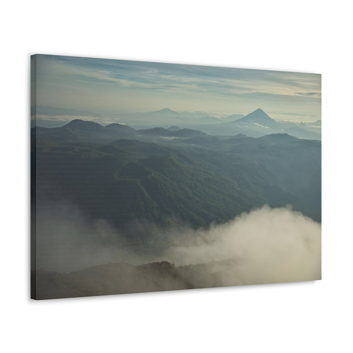 Misty Mountains Green Forest Nature Wilderness Photography Canvas Wall Art for Home Decor Ready-to-Hang-Express Your Love Gifts