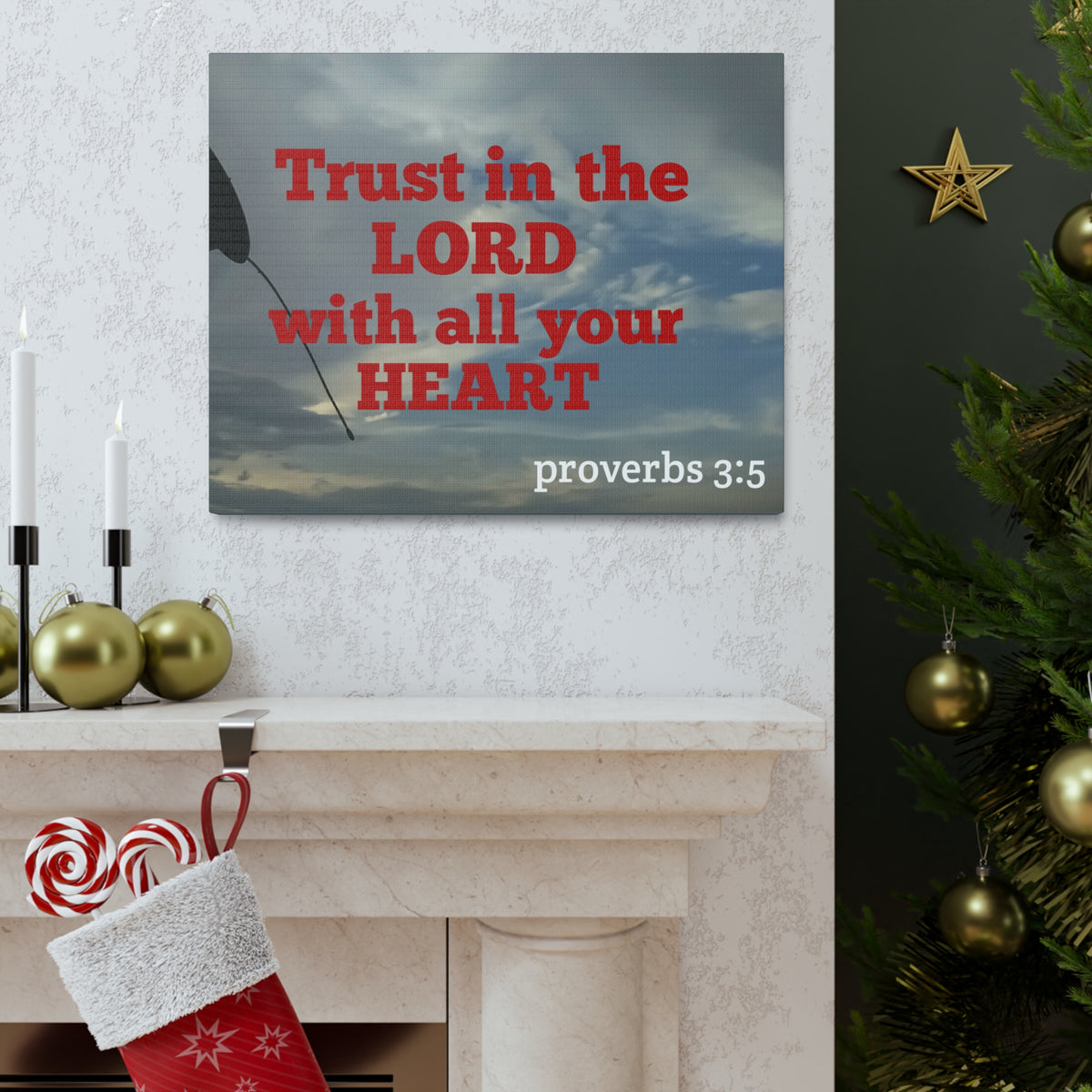 Scripture Walls With All Your Heart Proverbs 3:5 Bible Verse Canvas Christian Wall Art Ready to Hang-Express Your Love Gifts