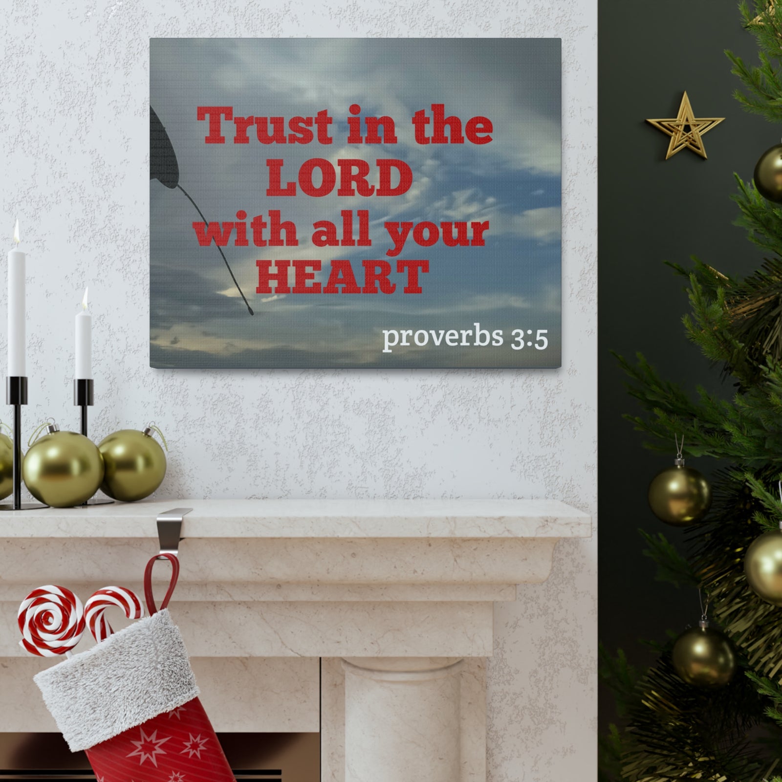 Scripture Walls With All Your Heart Proverbs 3:5 Bible Verse Canvas Christian Wall Art Ready to Hang-Express Your Love Gifts