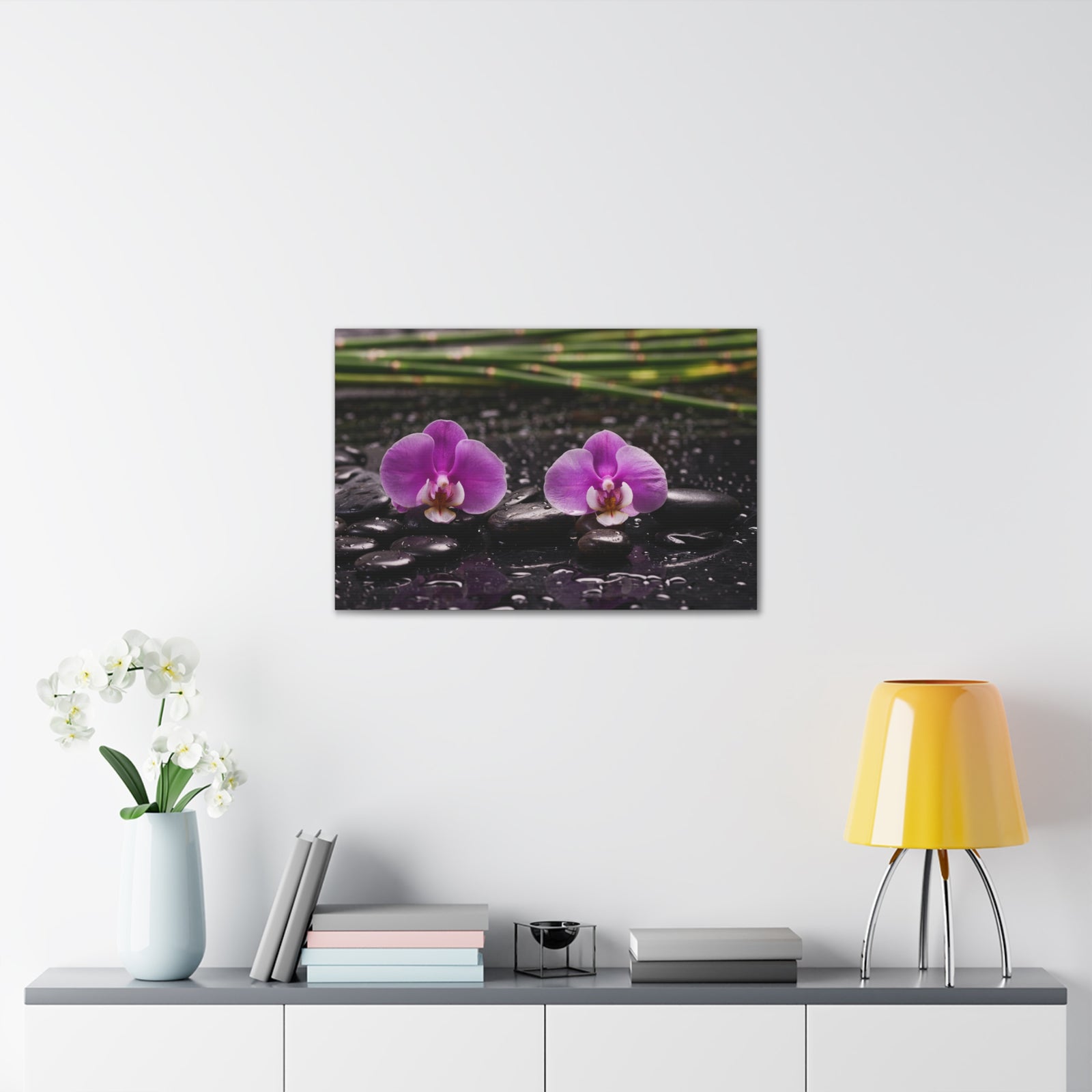 Two Pink Orchid Forest Floral Nature Photography Canvas Wall Art for Home Decor Ready-to-Hang-Express Your Love Gifts