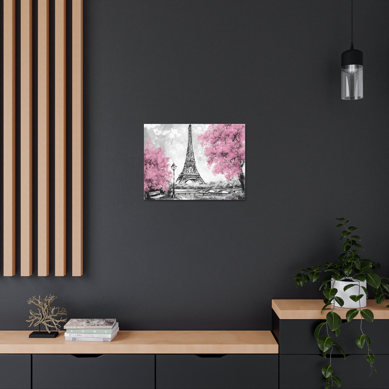 Eiffel Tower Pink Tree France Canvas Artwork High-Quality Breathtaking French City for Home Decor Ready to Hang-Express Your Love Gifts